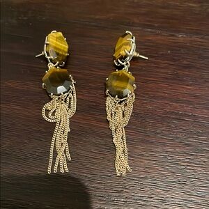 Elegant Gold and Brown Dangle Earrings